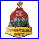 Vintage Sherwin Williams Paints Sign Large Gas Pump Porcelain Advertising Sign