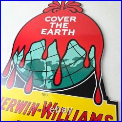 Vintage Sherwin Williams Paints Sign Large Gas Pump Porcelain Advertising Sign