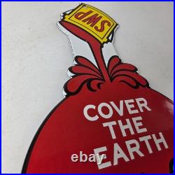 Vintage Sherwin Williams Paints Sign Large Gas Pump Porcelain Advertising Sign