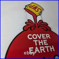 Vintage Sherwin Williams Paints Sign Large Gas Pump Porcelain Advertising Sign