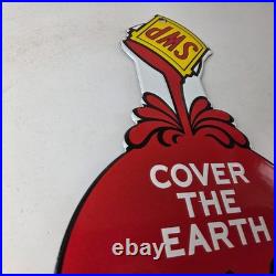 Vintage Sherwin Williams Paints Sign Large Gas Pump Porcelain Advertising Sign