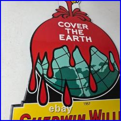 Vintage Sherwin Williams Paints Sign Large Gas Pump Porcelain Advertising Sign