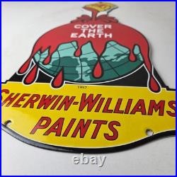Vintage Sherwin Williams Paints Sign Large Gas Pump Porcelain Advertising Sign