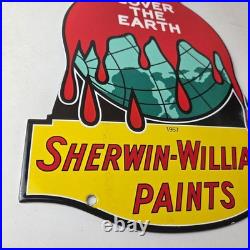 Vintage Sherwin Williams Paints Sign Large Gas Pump Porcelain Advertising Sign
