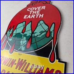 Vintage Sherwin Williams Paints Sign Large Gas Pump Porcelain Advertising Sign
