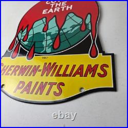 Vintage Sherwin Williams Paints Sign Large Gas Pump Porcelain Advertising Sign