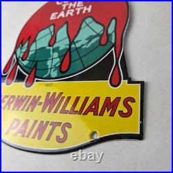 Vintage Sherwin Williams Paints Sign Large Gas Pump Porcelain Advertising Sign