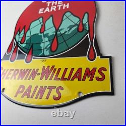 Vintage Sherwin Williams Paints Sign Large Gas Pump Porcelain Advertising Sign Vintage Sherwin Williams Paints Sign Large Gas Pump Porcelain Advertising Sign