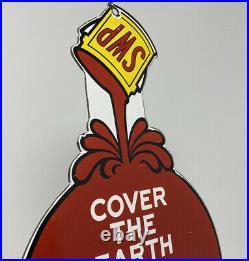 Vintage Sherwin Williams Porcelain Sign Cover The Earth Gas Oil Wet Paint Graco