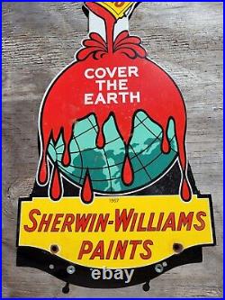 Vintage Sherwin Williams Porcelain Sign Hardware Paint Can Construction Gas Oil