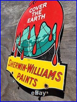 Vintage Sherwin Williams Porcelain Sign Hardware Paint Can Construction Gas Oil