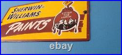 Vintage Sherwin Williams Sign Custom Paints Porcelain Gas Oil Pump Sign