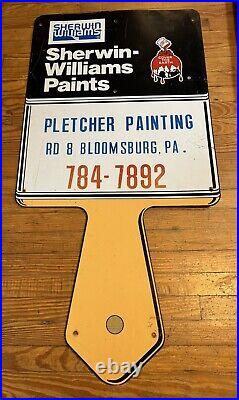 Vintage Sherwin Williams Sign Paint Brush 1960 RARE Single Sided Painted Metal