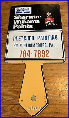 Vintage Sherwin Williams Sign Paint Brush 1960 RARE Single Sided Painted Metal