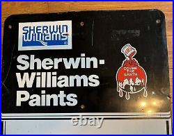 Vintage Sherwin Williams Sign Paint Brush 1960 RARE Single Sided Painted Metal