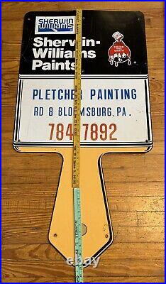 Vintage Sherwin Williams Sign Paint Brush 1960 RARE Single Sided Painted Metal
