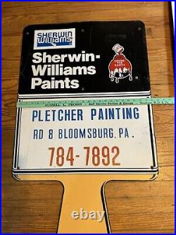 Vintage Sherwin Williams Sign Paint Brush 1960 RARE Single Sided Painted Metal