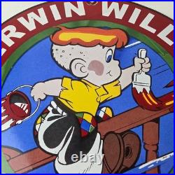 Vintage Sherwin Williams Sign Paint Brush Painting Comic Gas Porcelain Sign