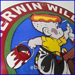 Vintage Sherwin Williams Sign Paint Brush Painting Comic Gas Porcelain Sign