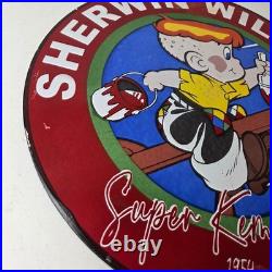 Vintage Sherwin Williams Sign Paint Brush Painting Comic Gas Porcelain Sign