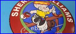 Vintage Sherwin Williams Sign Paint Brush Painting Comic Gas Porcelain Sign