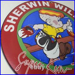 Vintage Sherwin Williams Sign Paint Brush Painting Comic Gas Porcelain Sign