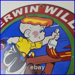 Vintage Sherwin Williams Sign Paint Brush Painting Comic Gas Porcelain Sign