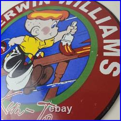 Vintage Sherwin Williams Sign Paint Brush Painting Comic Gas Porcelain Sign