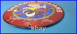 Vintage Sherwin Williams Sign Paint Brush Painting Comic Gas Porcelain Sign