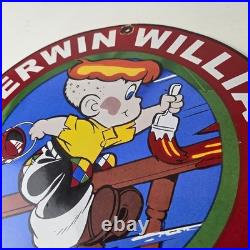Vintage Sherwin Williams Sign Paint Brush Painting Comic Gas Porcelain Sign