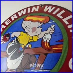 Vintage Sherwin Williams Sign Paint Brush Painting Comic Gas Porcelain Sign
