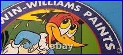 Vintage Sherwin Williams Sign Paint Brush Painting Gas Oil Pump Porcelain Sign