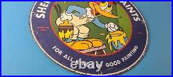 Vintage Sherwin Williams Sign Paint Brush Painting Gas Oil Pump Porcelain Sign
