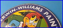Vintage Sherwin Williams Sign Paint Brush Painting Gas Oil Pump Porcelain Sign