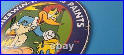 Vintage Sherwin Williams Sign Paint Brush Painting Gas Oil Pump Porcelain Sign