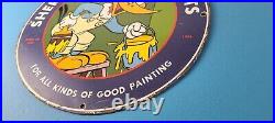 Vintage Sherwin Williams Sign Paint Brush Painting Gas Oil Pump Porcelain Sign