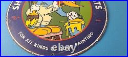 Vintage Sherwin Williams Sign Paint Brush Painting Gas Oil Pump Porcelain Sign