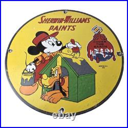 Vintage Sherwin Williams Sign Paint Brush Painting Gas Pump Porcelain Sign Vintage Sherwin Williams Sign Paint Brush Painting Gas Pump Porcelain Sign