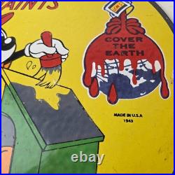 Vintage Sherwin Williams Sign Paint Brush Painting Gas Pump Porcelain Sign