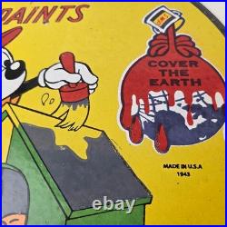 Vintage Sherwin Williams Sign Paint Brush Painting Gas Pump Porcelain Sign