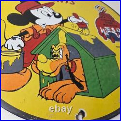 Vintage Sherwin Williams Sign Paint Brush Painting Gas Pump Porcelain Sign