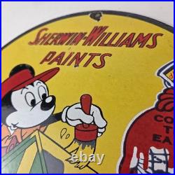 Vintage Sherwin Williams Sign Paint Brush Painting Gas Pump Porcelain Sign