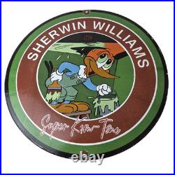 Vintage Sherwin Williams Sign Paint Brush Painting Porcelain Gas Oil Pump Sign