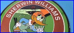 Vintage Sherwin Williams Sign Paint Brush Painting Porcelain Gas Oil Pump Sign