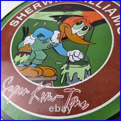 Vintage Sherwin Williams Sign Paint Brush Painting Porcelain Gas Oil Pump Sign Vintage Sherwin Williams Sign Paint Brush Painting Porcelain Gas Oil Pump Sign