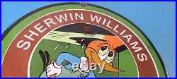 Vintage Sherwin Williams Sign Paint Brush Painting Porcelain Gas Oil Pump Sign