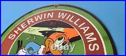 Vintage Sherwin Williams Sign Paint Brush Painting Porcelain Gas Oil Pump Sign
