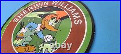 Vintage Sherwin Williams Sign Paint Brush Painting Porcelain Gas Oil Pump Sign