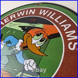 Vintage Sherwin Williams Sign Paint Brush Painting Porcelain Gas Oil Pump Sign