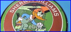 Vintage Sherwin Williams Sign Paint Brush Painting Porcelain Gas Oil Pump Sign